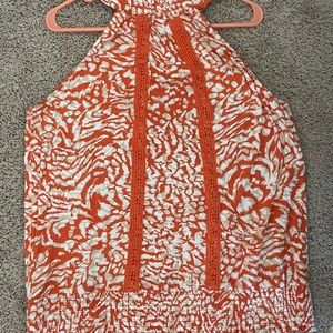 Orange and white halter top XL by fever with elastic waste NWT